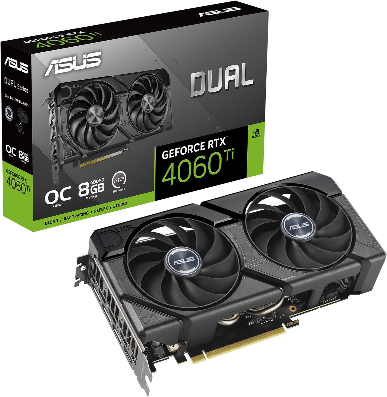 Asus Graphics Card GeForce RTX 4060 Ti EVO OC Edition 8GB 128-Bit GDDR6 | Dual Fan, 2.5-Slot Design