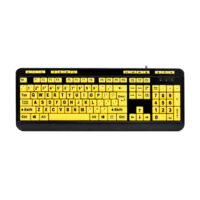 Adesso AKB-132UY Luminous 4X Large Print USB Keyboard - High Contrast Yellow Keys, Black