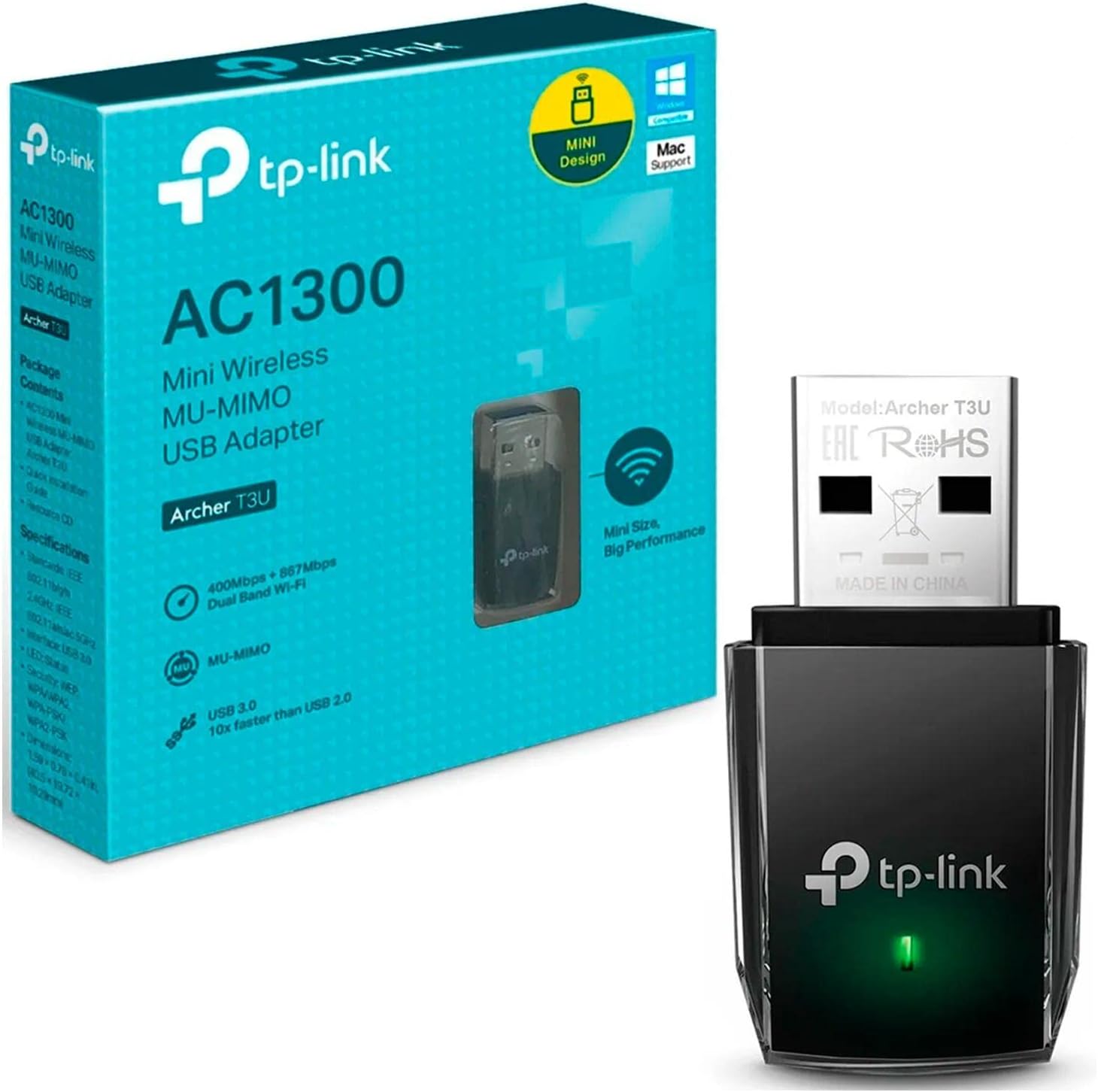 TP-Link Archer T3U AC1300 Dual-Band USB 3.0 Wi-Fi Adapter | MU-MIMO | Wi-Fi 5