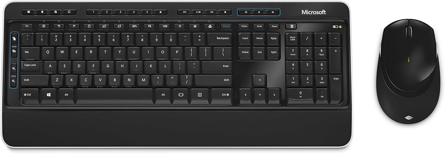 Microsoft Wireless Desktop 3050 – Wireless Keyboard & Mouse Combo with Wrist Rest – Black/White