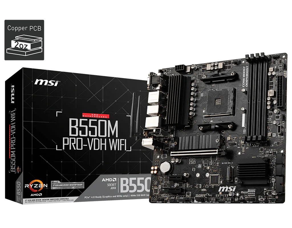 MSI B550M PRO-VDH WIFI - AMD B550 | AM4, DDR4, Wi-Fi, Micro-ATX