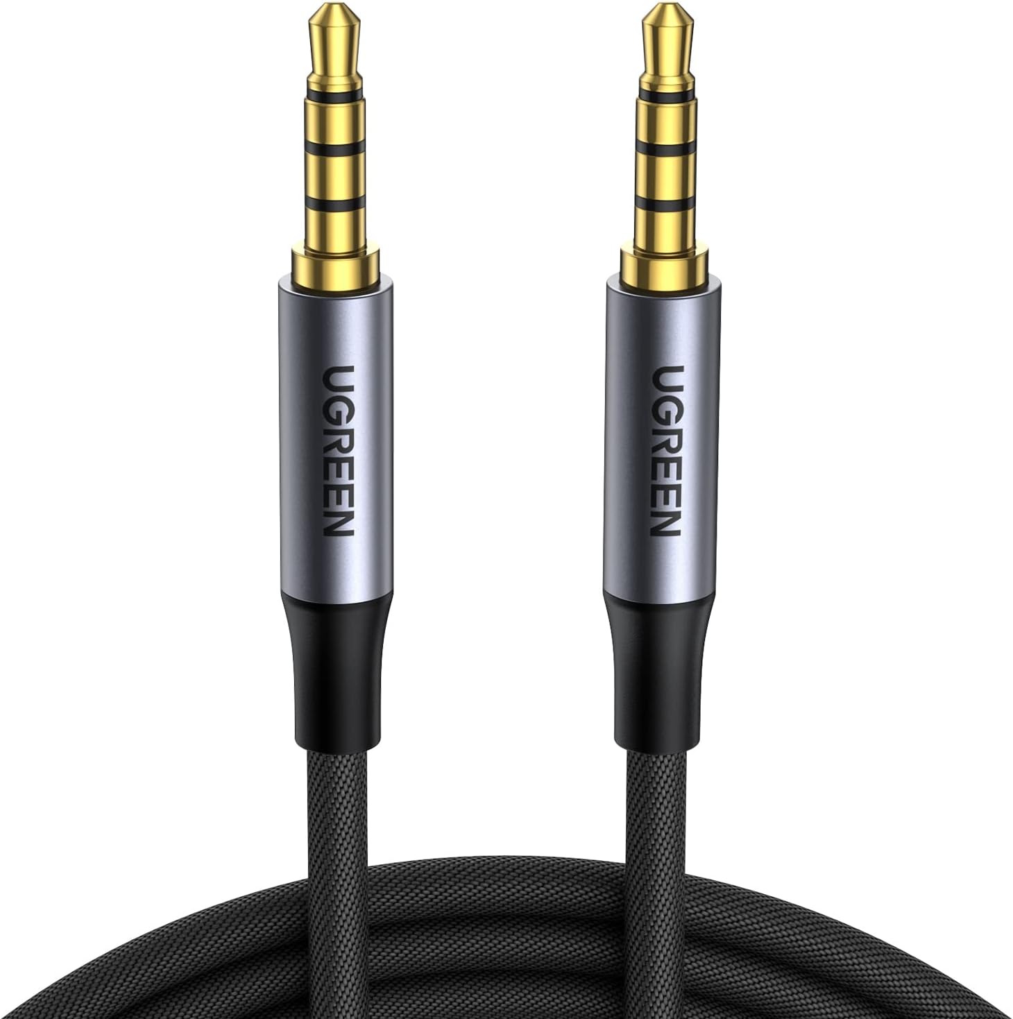 UGREEN 3.5mm TRRS AUX Audio Cable Male to Male Braided 3ft (0.9m) - Black