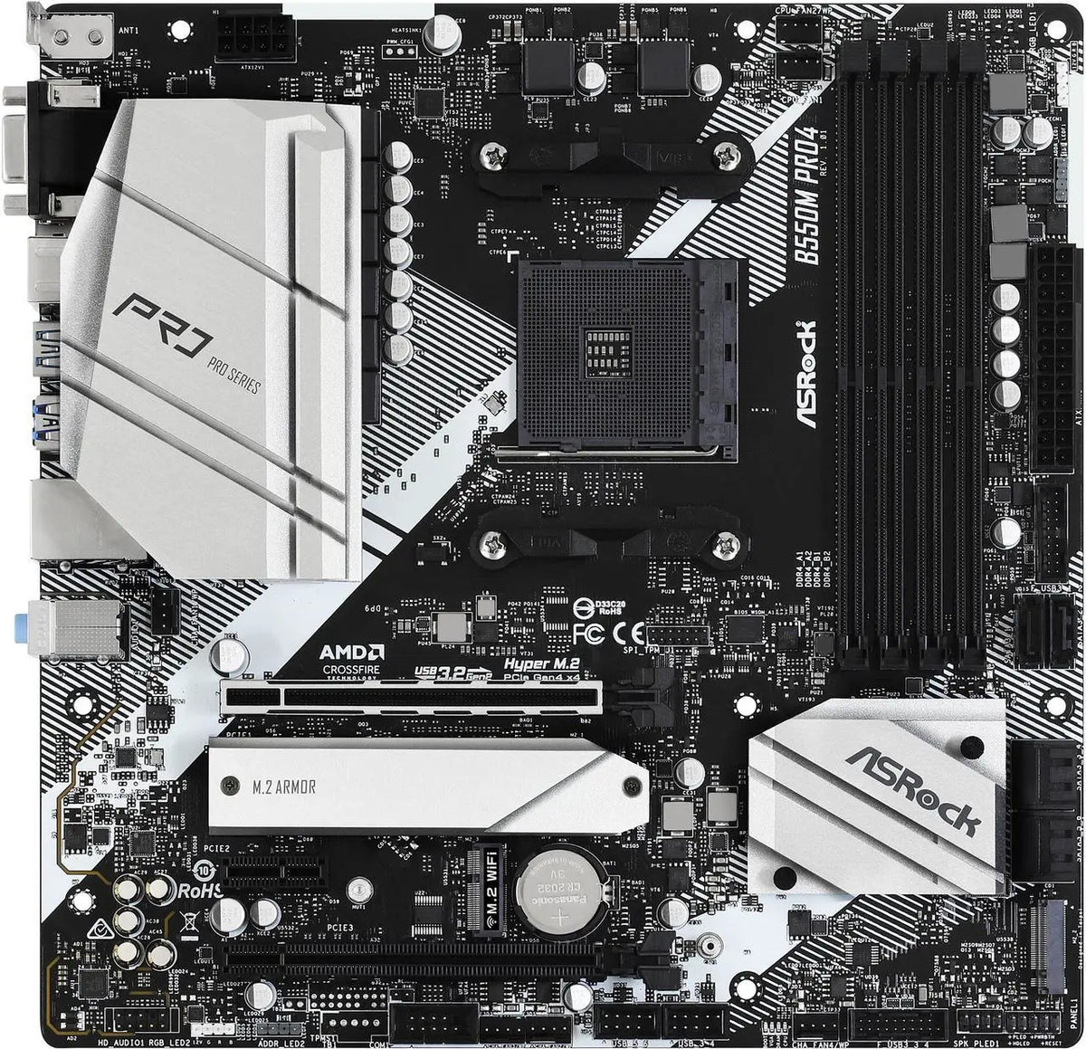 Carte mère ASRock B550M Pro4 – AMD B550, AM4, Micro ATX, DDR4