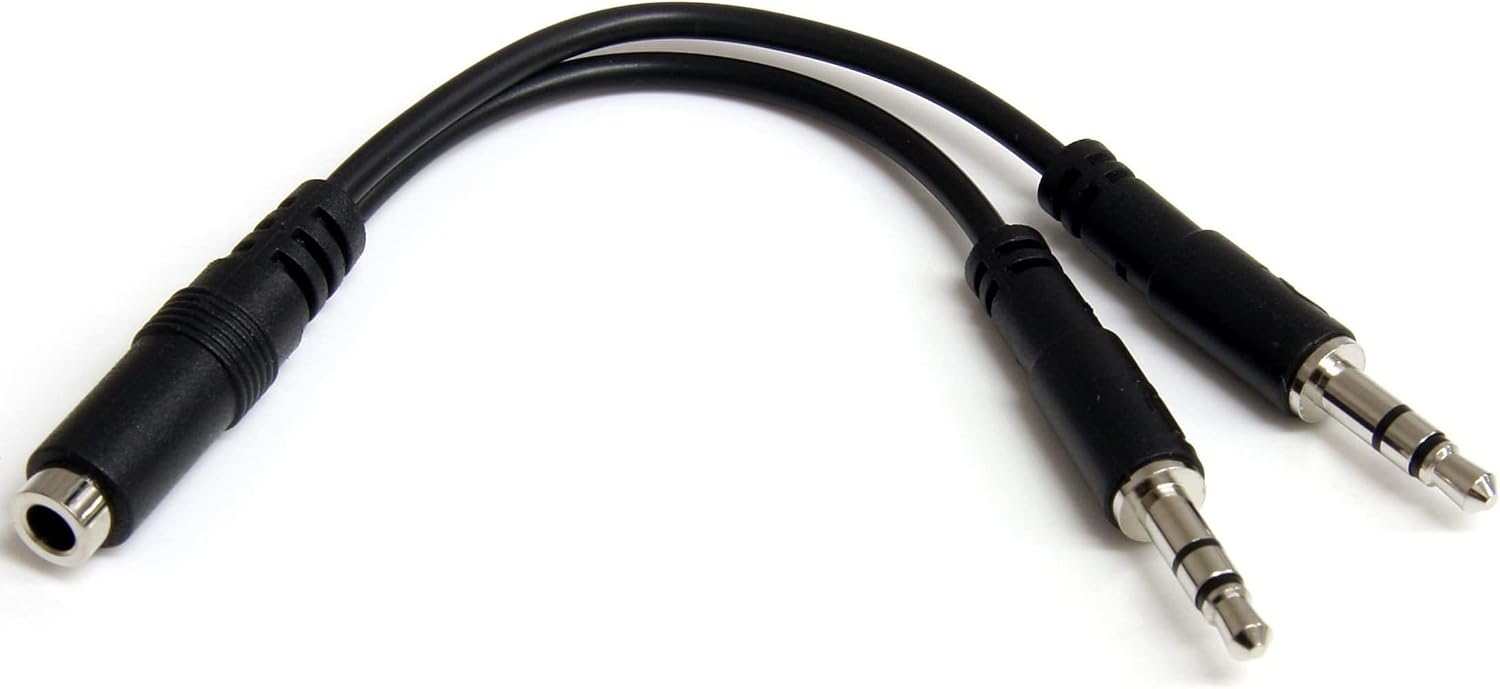 StarTech 3.5mm Headset Splitter Adapter - 4-Pole Female to Dual 3-Pole Male (Headphone & Microphone)