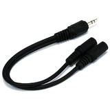 Cables 3.5mm Stereo Y Splitter Cable 1 Male to 2 Female 6in (15cm) - Black