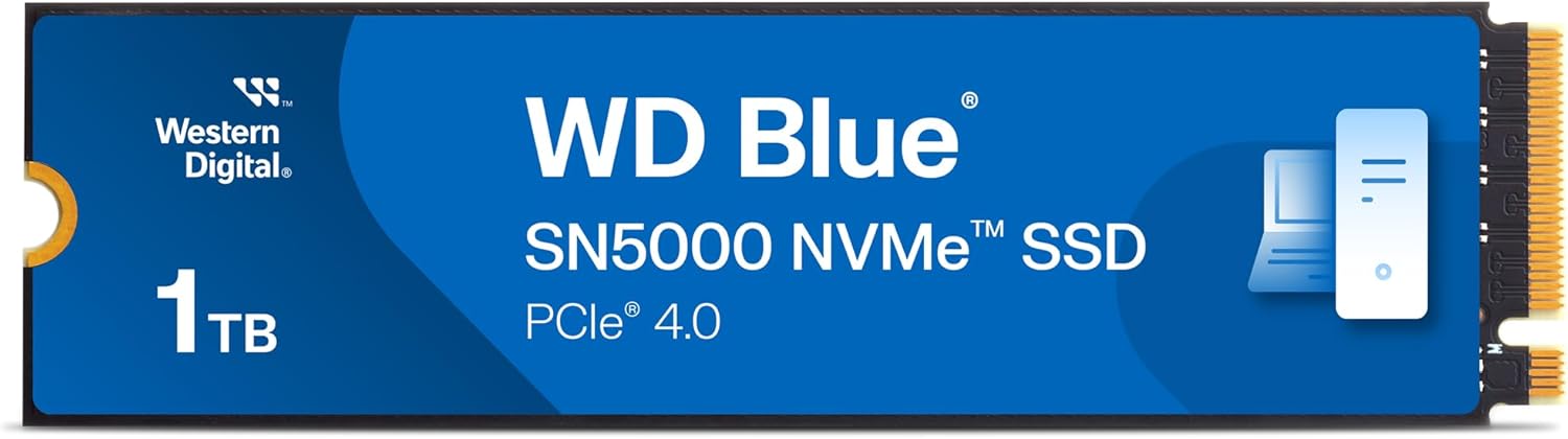 WD Blue SN5000 1TB PCIe 4.0 NVMe M.2 2280 SSD – Up to 5150 MB/s | WDS100T4B0E