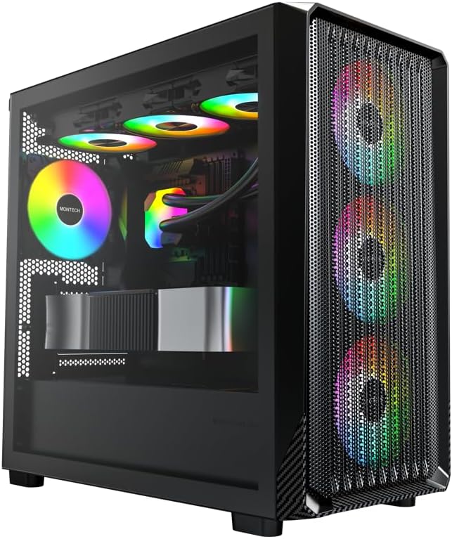 Montech X5M Black Micro-ATX Gaming Case | 4 ARGB Fans | High Airflow Tempered Glass
