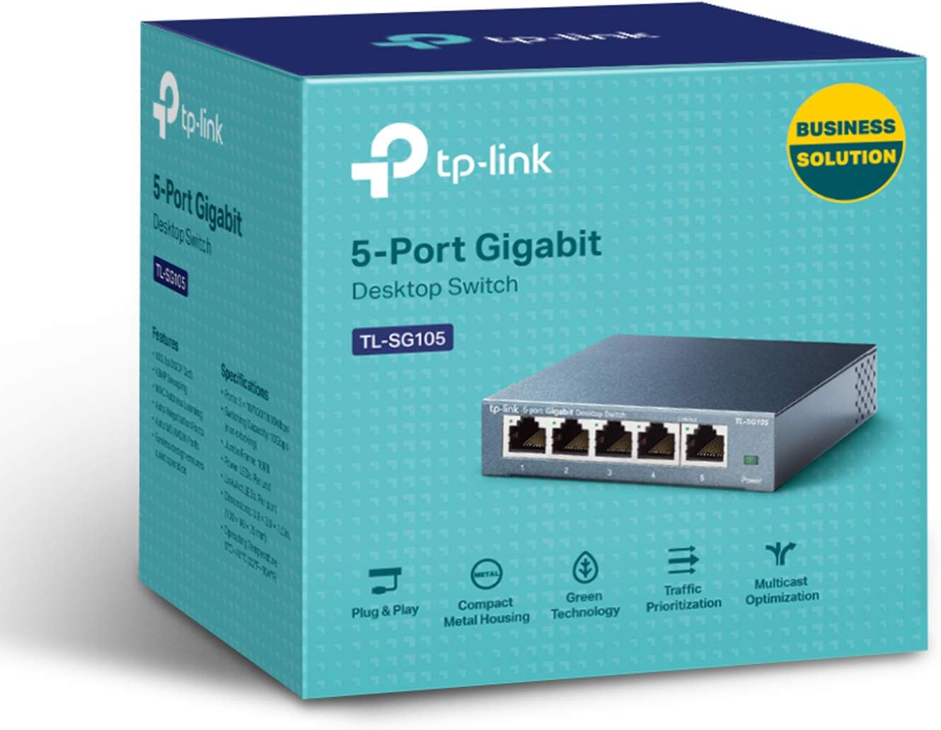 TP-Link TL-SG105 5-Port Gigabit Ethernet Switch | Unmanaged | Metal Housing