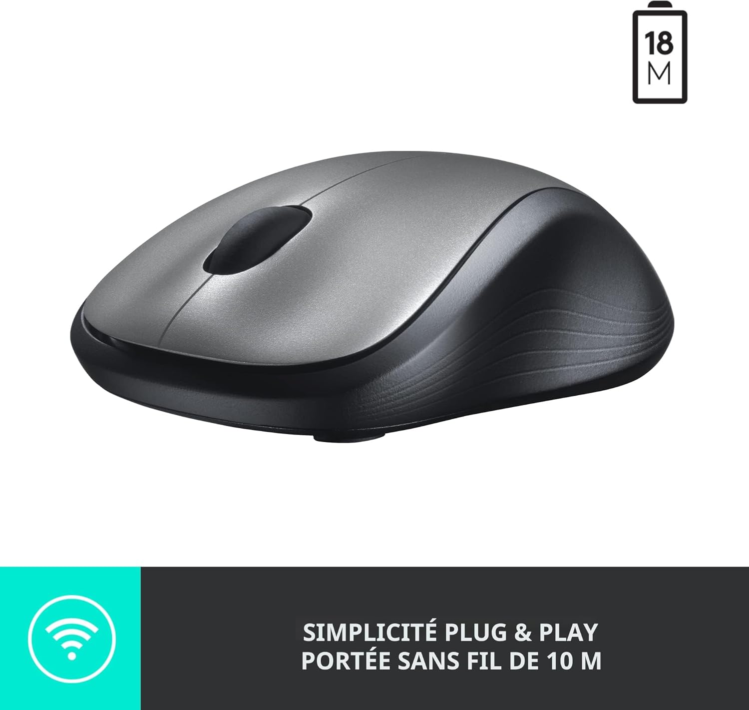 Souris sans fil Logitech M310 – Souris optique sans fil – 1000 PPP – Argent