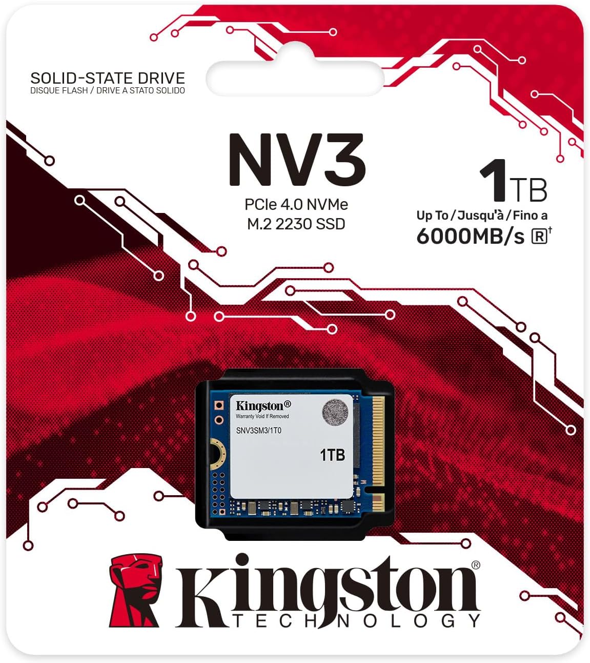 Kingston NV3 1TB PCIe 4.0 NVMe M.2 2230 SSD – Up to 6000 MB/s | SNV3SM3/1T0