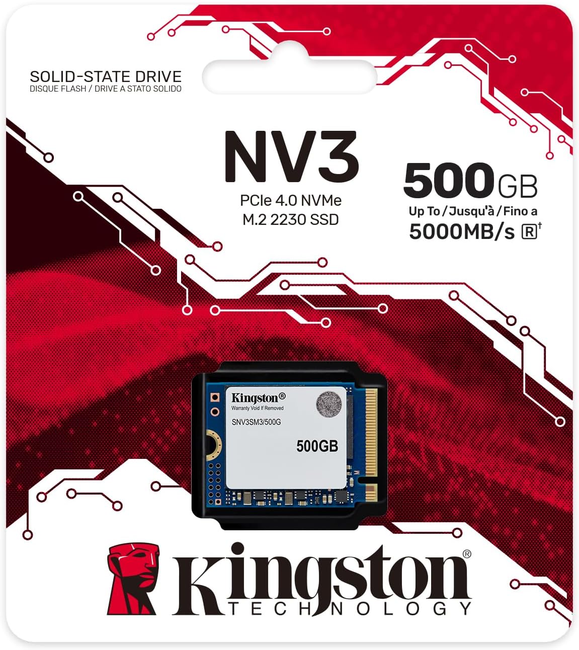 Kingston NV3 500GB PCIe 4.0 NVMe M.2 2230 SSD – Up to 5000 MB/s | SNV3SM3/500G