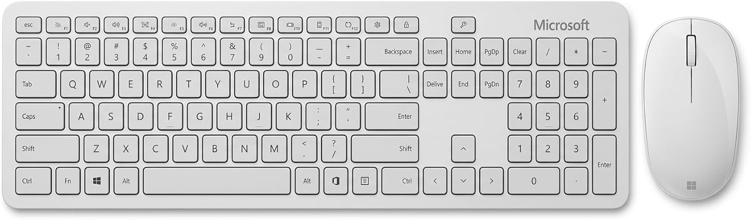 Microsoft Bluetooth Desktop Keyboard and Mouse – Wireless Bluetooth Keyboard & Mouse Combo – French Canadian QWERTY – White