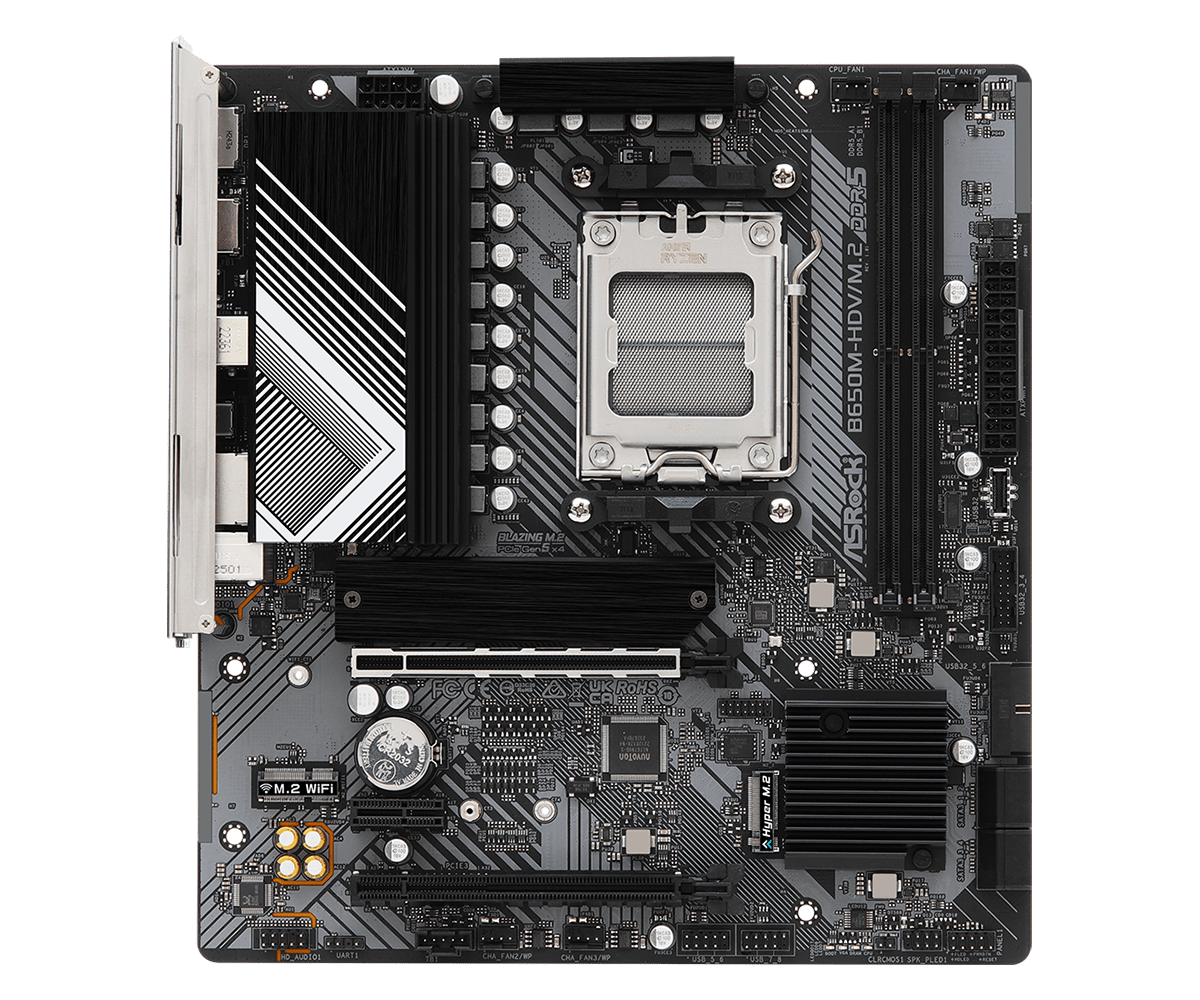 ASRock B650M AM5 DDR5 Micro-ATX Motherboard - PCIe Gen5, 2.5G LAN, HDMI, DisplayPort