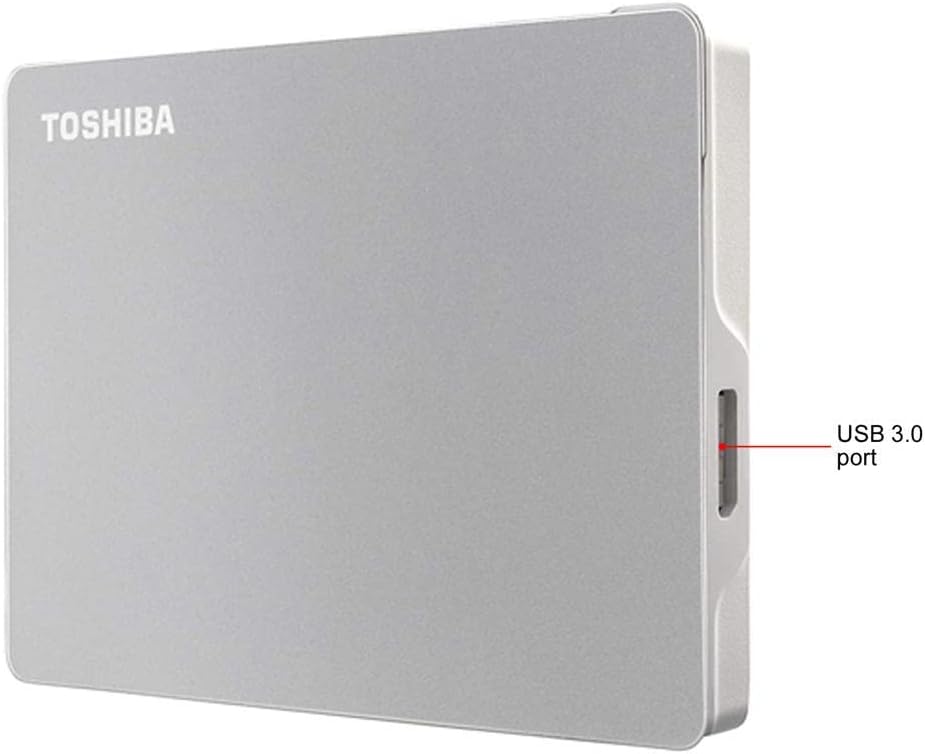 Toshiba Canvio Flex 2TB Portable External Hard Drive USB-C & USB 3.0 – Silver