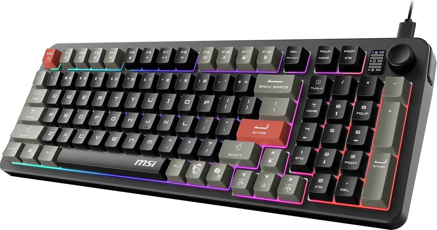 MSI Forge GK110 RGB Gaming Keyboard – RGB Gaming Keyboard – Anti-Ghosting – Black/White
