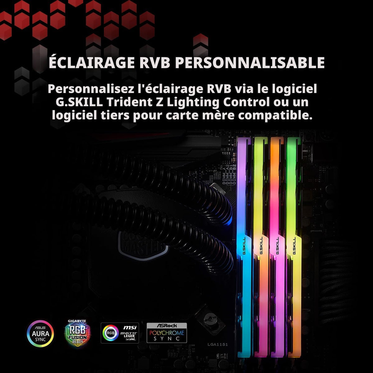 Kit mémoire de bureau G.SKILL Trident Z RGB 32 Go (2x16 Go) DDR4 3600 MHz CL18 F4-3600C18D-32GTZR