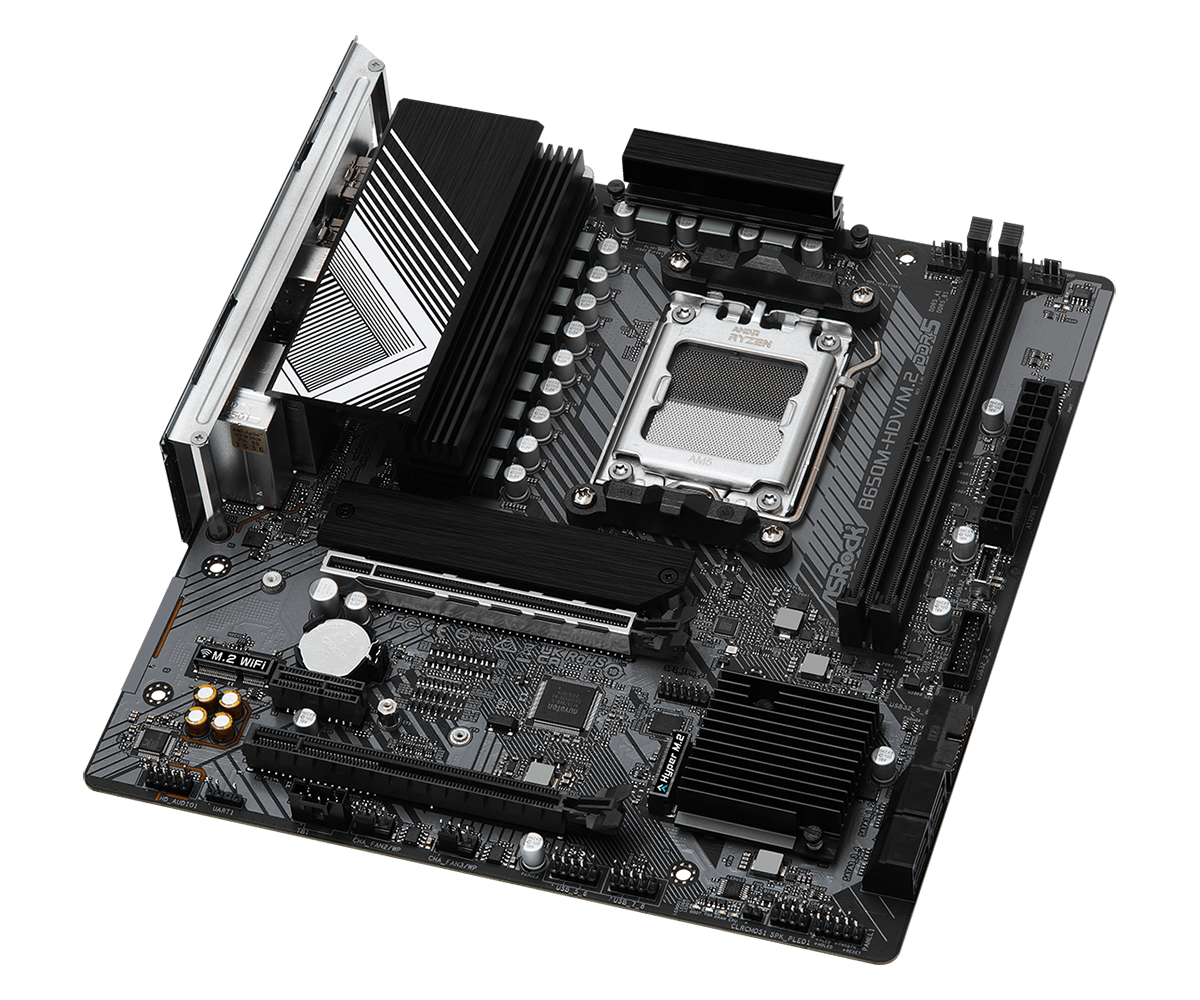 ASRock B650M AM5 DDR5 Micro-ATX Motherboard - PCIe Gen5, 2.5G LAN, HDMI, DisplayPort