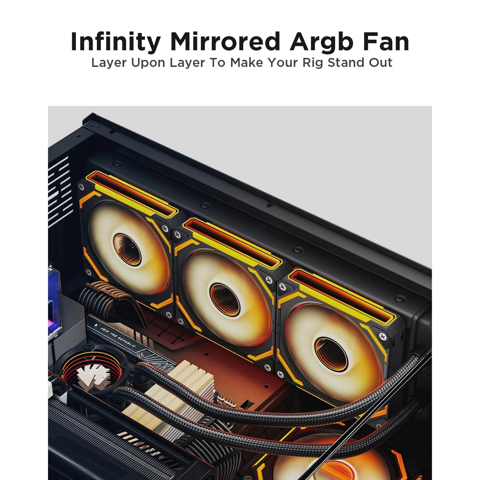 AsiaHorse COSMIQ REVERSE 120mm ARGB Infinity Mirror Case Fan Kit - 3 Pack | PWM RGB Cooling Fans with Controller
