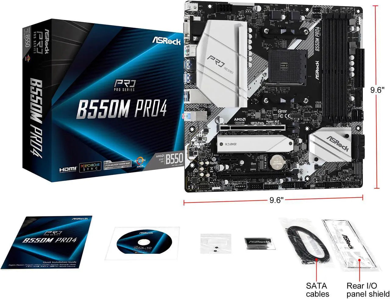 ASRock B550M Pro4 Motherboard – AMD B550, AM4, Micro ATX, DDR4