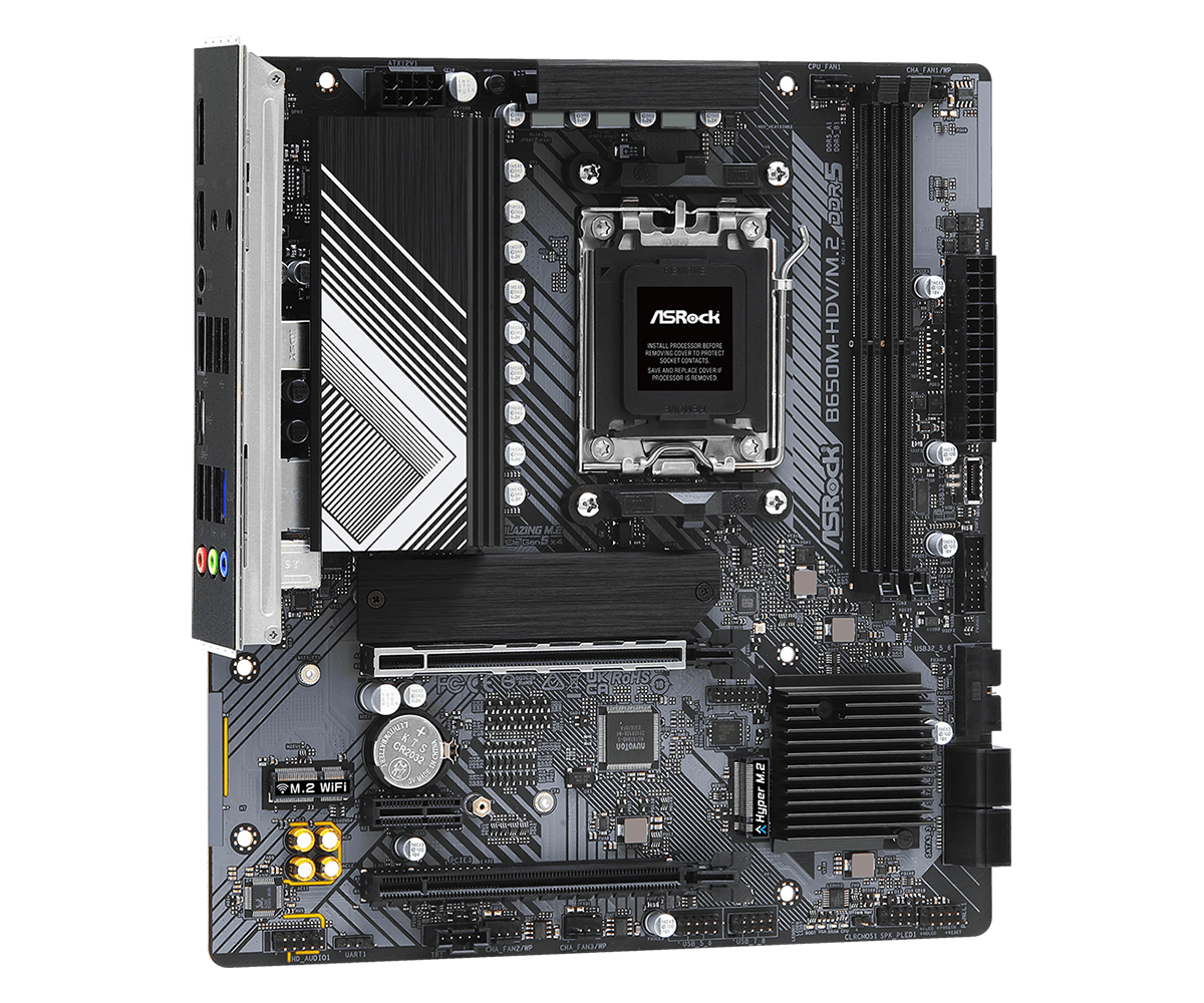 ASRock B650M AM5 DDR5 Micro-ATX Motherboard - PCIe Gen5, 2.5G LAN, HDMI, DisplayPort