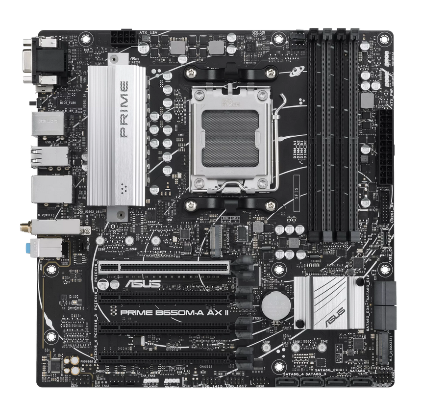 ASUS PRIME B650M-A AX II AM5 DDR5 Micro-ATX Motherboard - WiFi 6, PCIe 5.0, 2.5G LAN