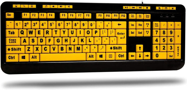 ADESSO AKB-132UY Adesso Keyboard AKB-132UY USB Luminous 4X Large Print Multimedia Desktop Black/Yellow