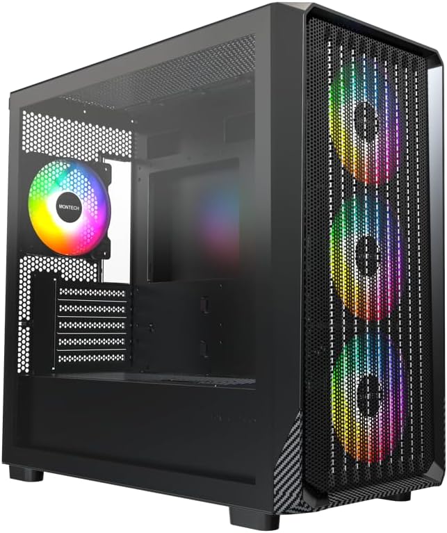 Montech X5M Black Micro-ATX Gaming Case | 4 ARGB Fans | High Airflow Tempered Glass