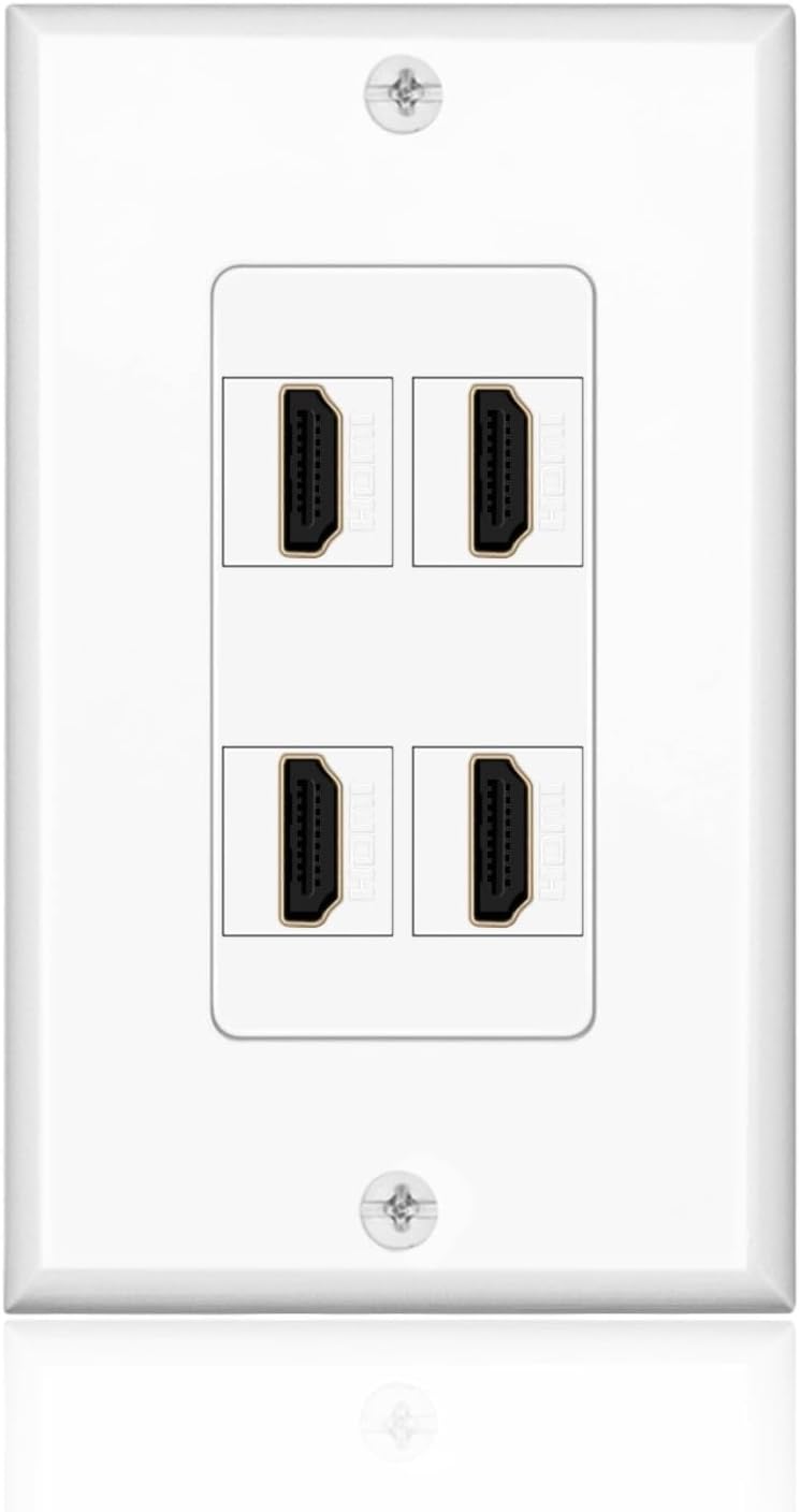 4-Port HDMI Wall Plate – 4K 60Hz HDR ARC/eARC – White