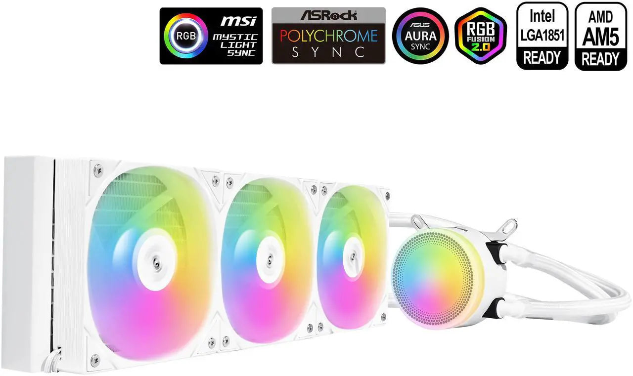 SAMA L60 360mm ARGB Liquid CPU Cooler - White | AIO Water Cooling System