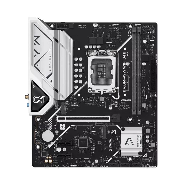 ASUS B760M-AYW WIFI D4 II – Intel B760 LGA1700 Micro-ATX Motherboard – DDR4, Wi-Fi 6