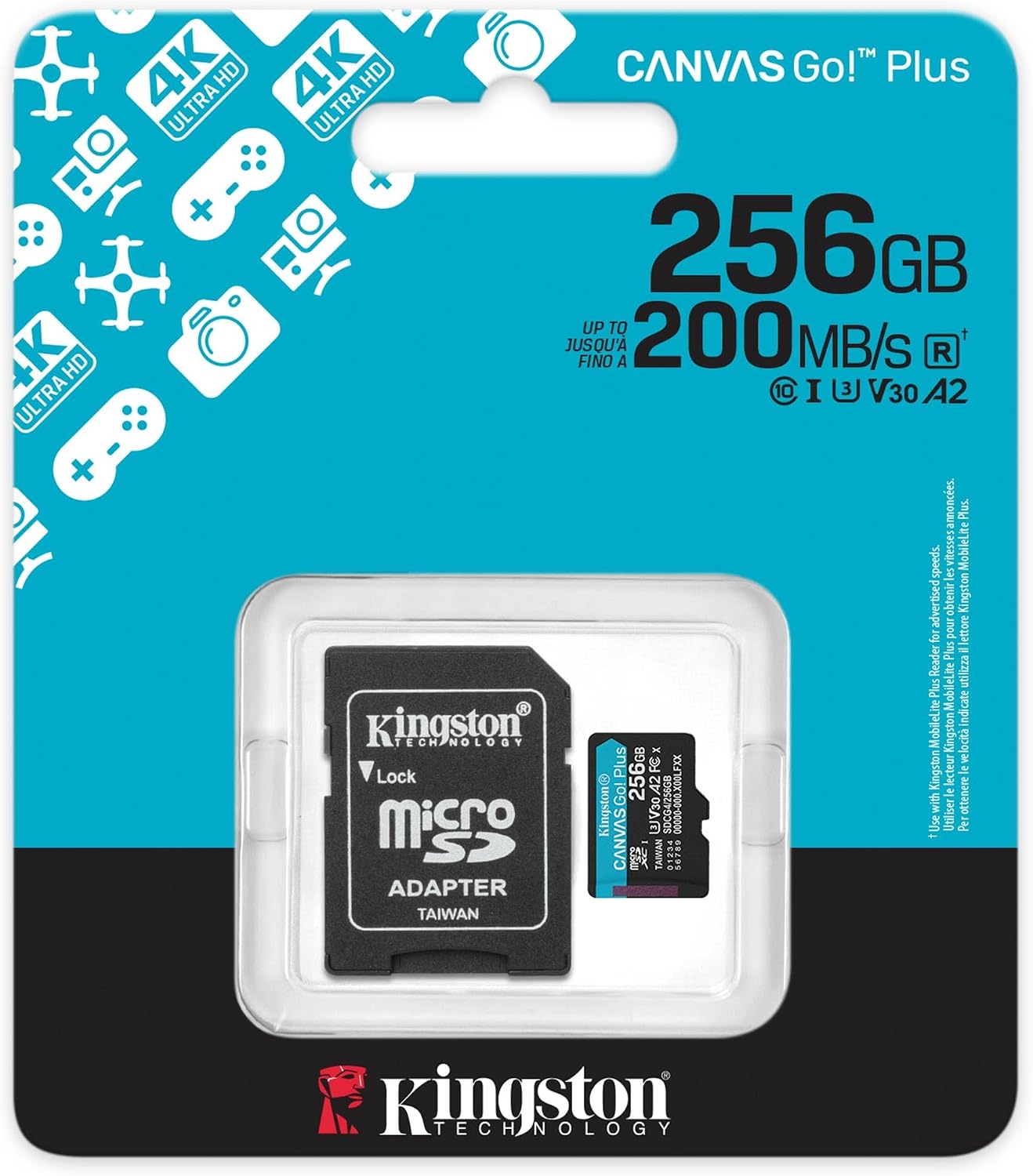 Kingston 256GB microSDXC UHS-I Memory Card – Class 10 A1 U1 – 100MB/s