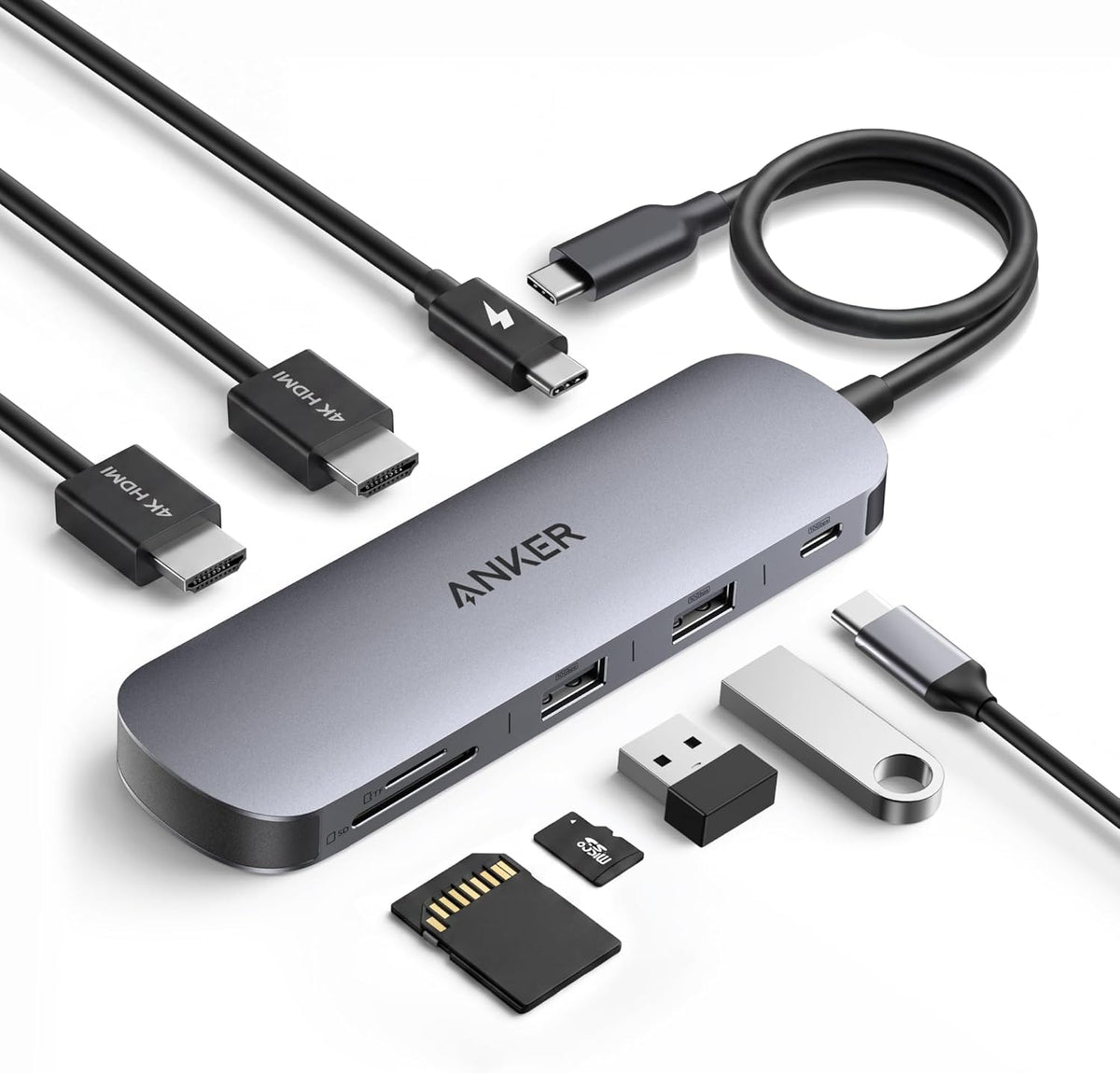 Anker Nano 8-in-1 USB-C Hub - Dual 4K HDMI, 10Gbps, 85W PD - Open Box