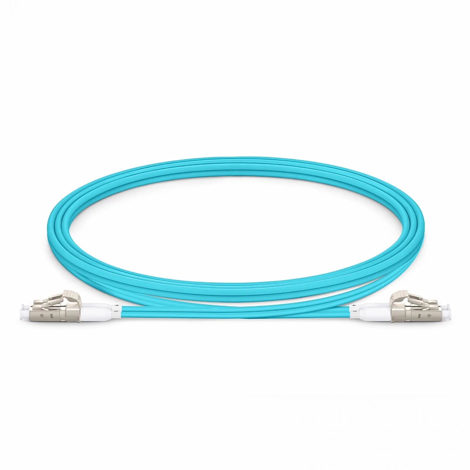 FS 1m OM4 Multimode Fiber Patch Cable - LC UPC Duplex to LC UPC Duplex | Aqua