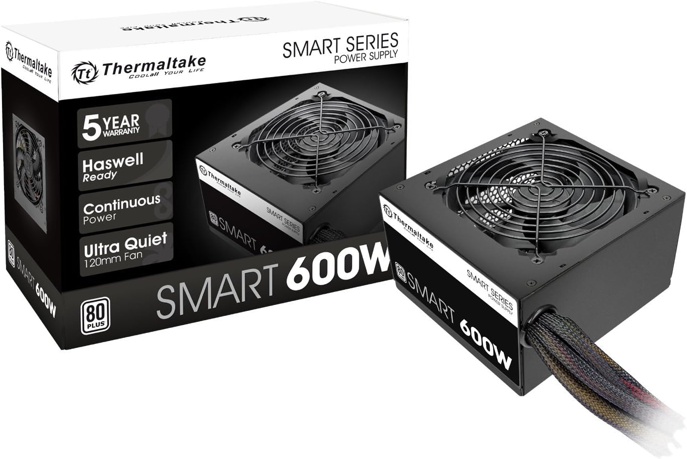 Thermaltake Smart 600W 80 PLUS White Semi-Modular ATX Power Supply | PS-SPD-0600NPCWUS-W