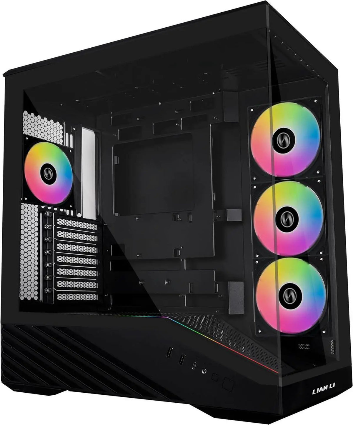 Boîtier moyen tour ATX Lian Li Vector V100 - 4 ventilateurs ARGB, verre trempé - Noir