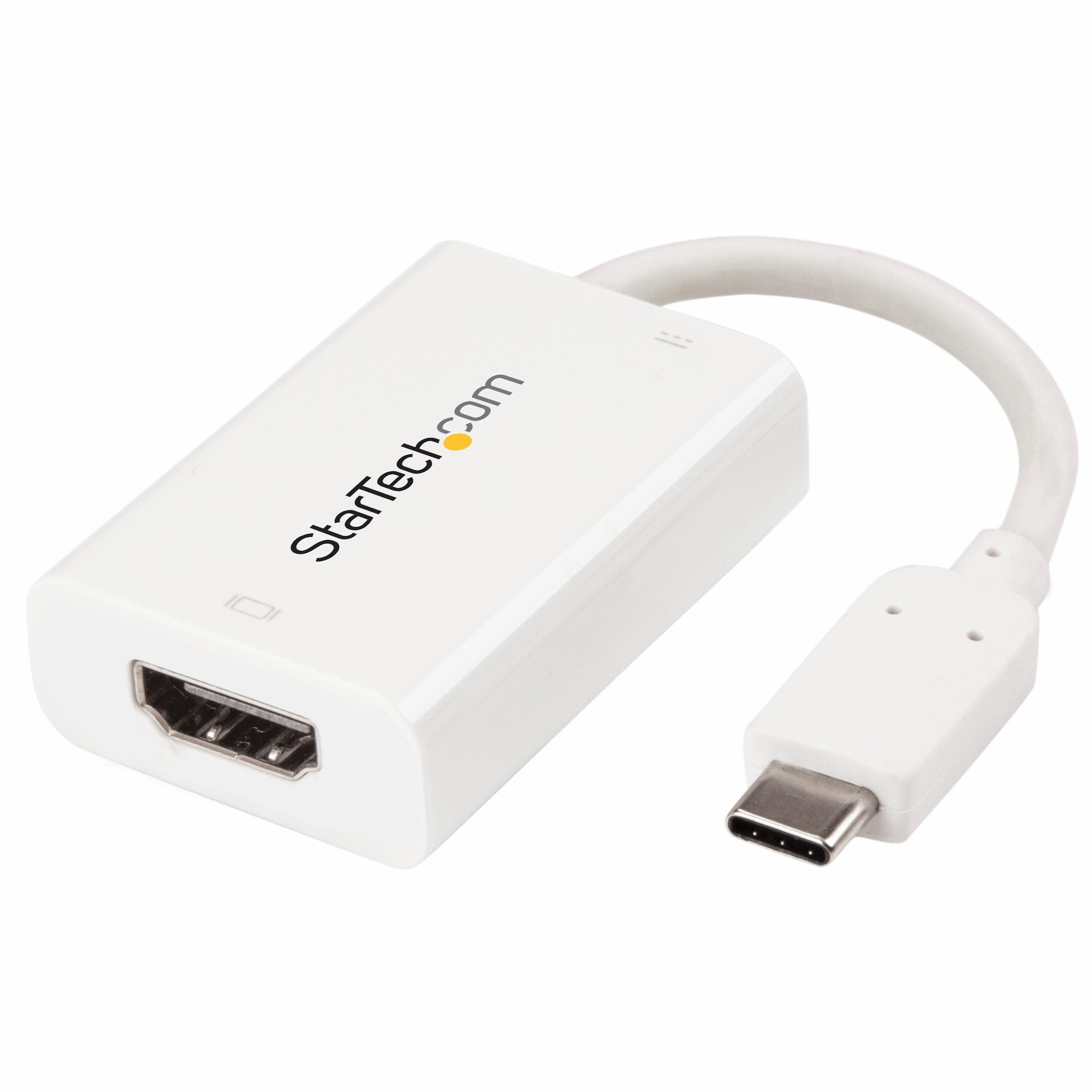 StarTech USB-C to HDMI 4K 60Hz Video Adapter with USB-C Power Delivery (60W) - White - CDP2HDUCPW