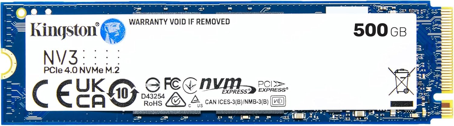 Kingston NV3 500GB PCIe 4.0 NVMe M.2 2280 SSD – Up to 5000 MB/s | SNV3S/500G