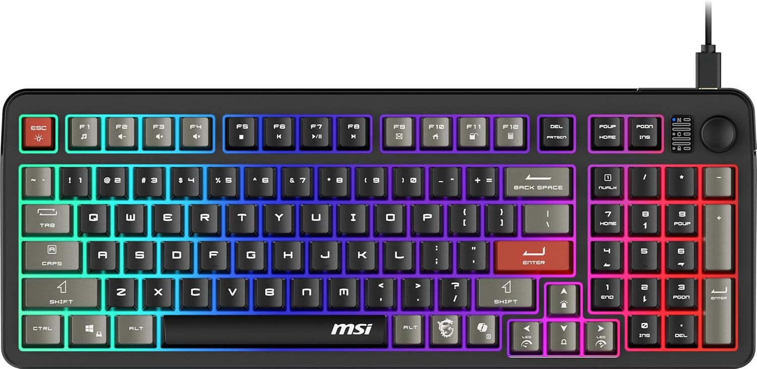 MSI Forge GK110 RGB Gaming Keyboard – RGB Gaming Keyboard – Anti-Ghosting – Black/White