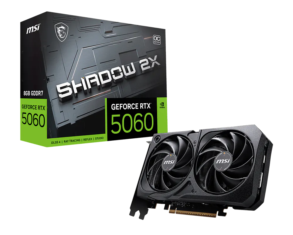 MSI GeForce RTX 5060 8G SHADOW 2X OC - 8GB GDDR7 | Dual Fan, Factory OC, Compact Design