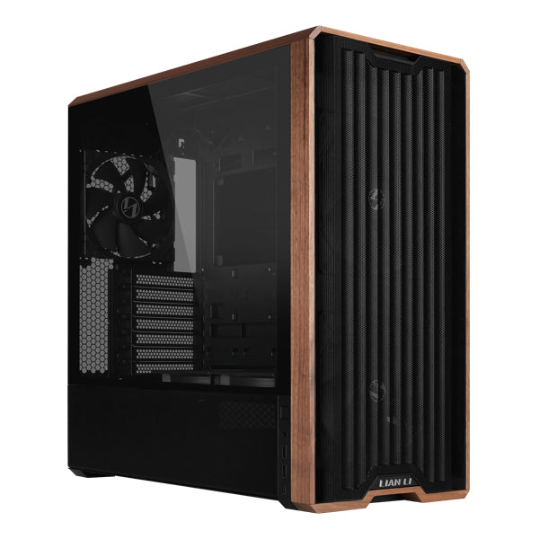 Lian Li LANCOOL 217 Black ATX Mid-Tower Case | 5 PWM Fans | Walnut Wood Accents