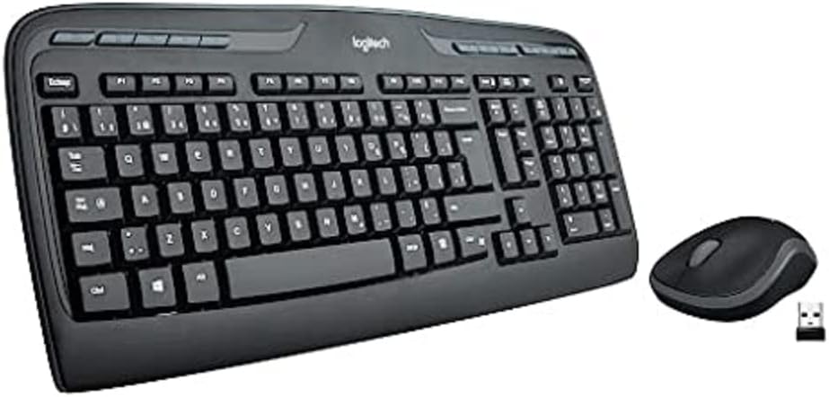 Logitech MK320 Wireless Keyboard and Mouse Combo – Wireless Keyboard & Mouse Combo – French Canadian QWERTY – Black/White