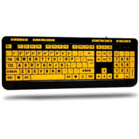 Adesso AKB-132UY Luminous 4X Large Print USB Keyboard - High Contrast Yellow Keys, Black