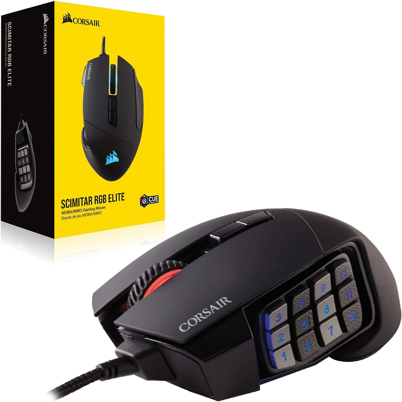 Corsair Scimitar RGB Elite MMO Gaming Mouse – 18,000 DPI – 17 Programmable Buttons