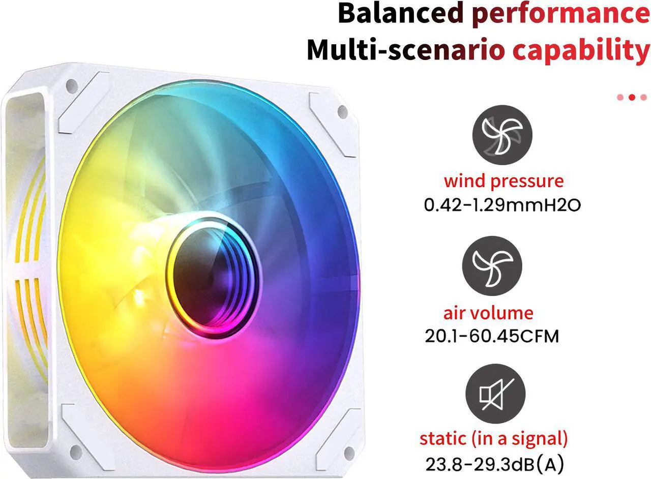 SAMA YH1204 Reverse White 120mm ARGB Case Fan - Silent Cooling Fan
