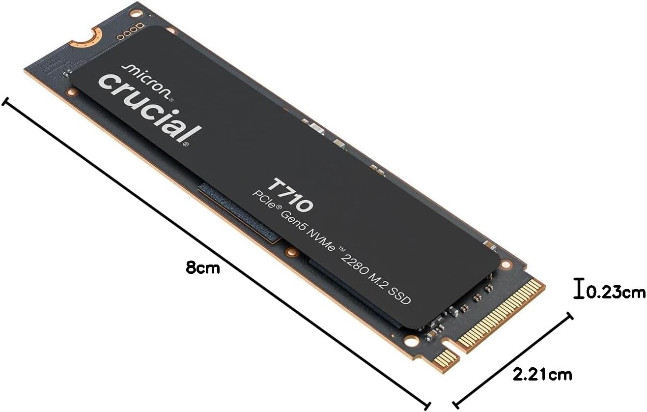 Crucial T710 1TB PCIe Gen5 NVMe M.2 SSD - Up to 14,900MB/s Read