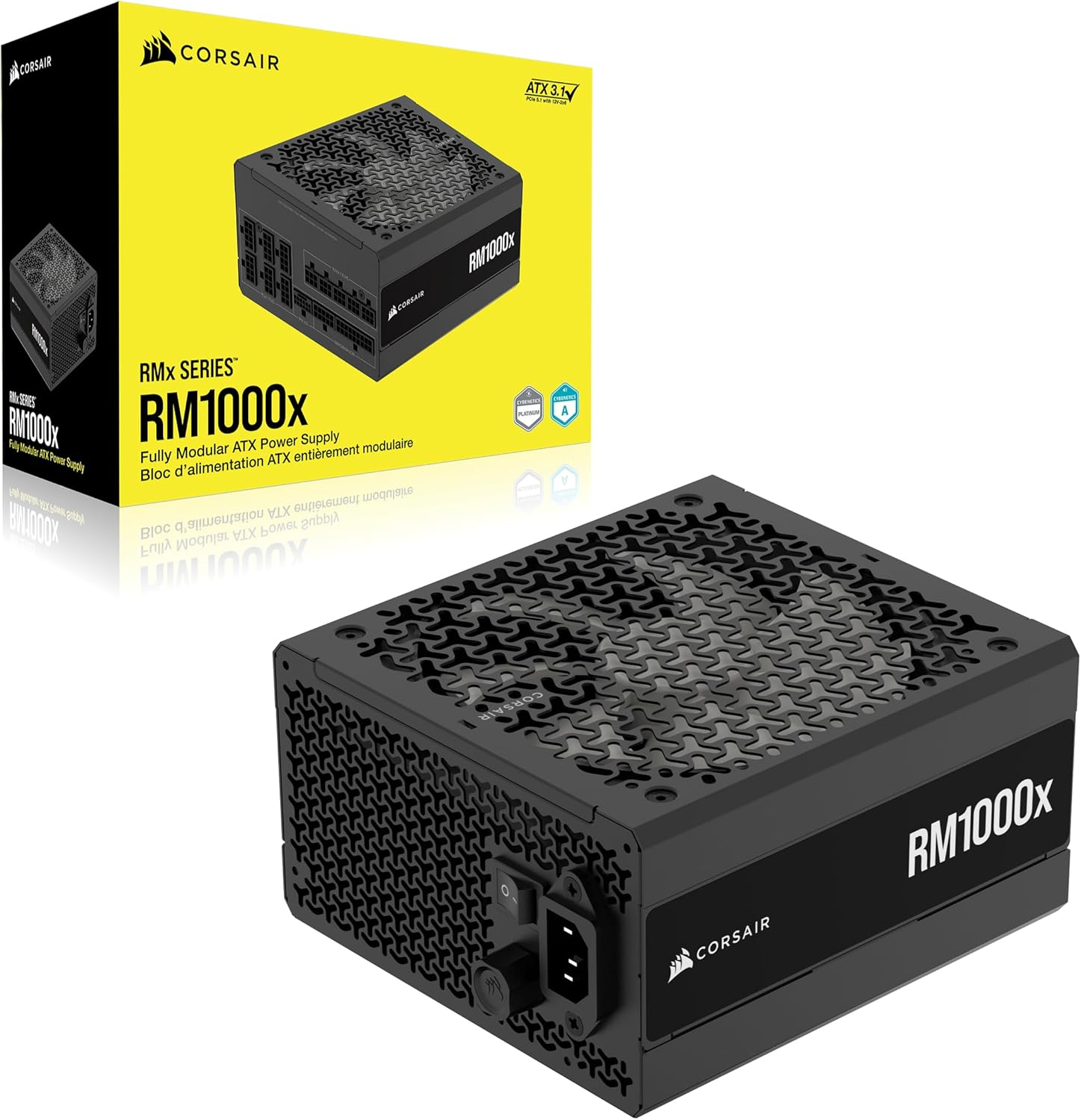 Corsair RM1000x 1000W Cybenetics Gold Fully Modular ATX 3.1 Power Supply | CP-9020271-NA