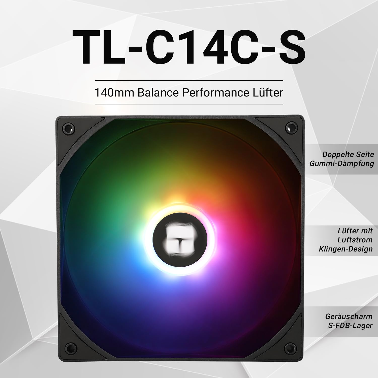 Thermalright TL-C14C-S 140mm ARGB PWM Case Fan - High Airflow Silent Cooling Fan