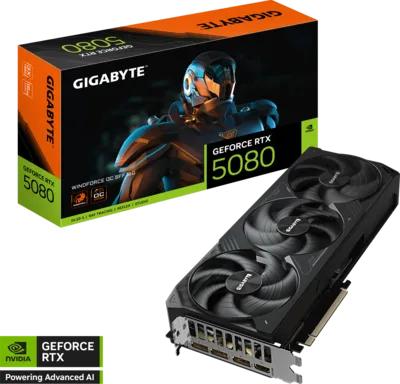 GIGABYTE GeForce RTX 5080 WINDFORCE OC SFF - 16GB GDDR7 | Triple Fan, OC Edition, SFF Ready