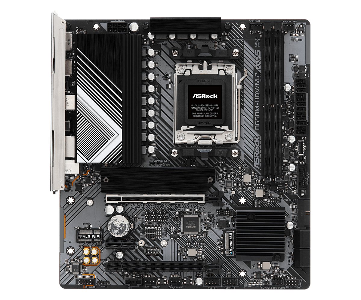 ASRock B650M AM5 DDR5 Micro-ATX Motherboard - PCIe Gen5, 2.5G LAN, HDMI, DisplayPort