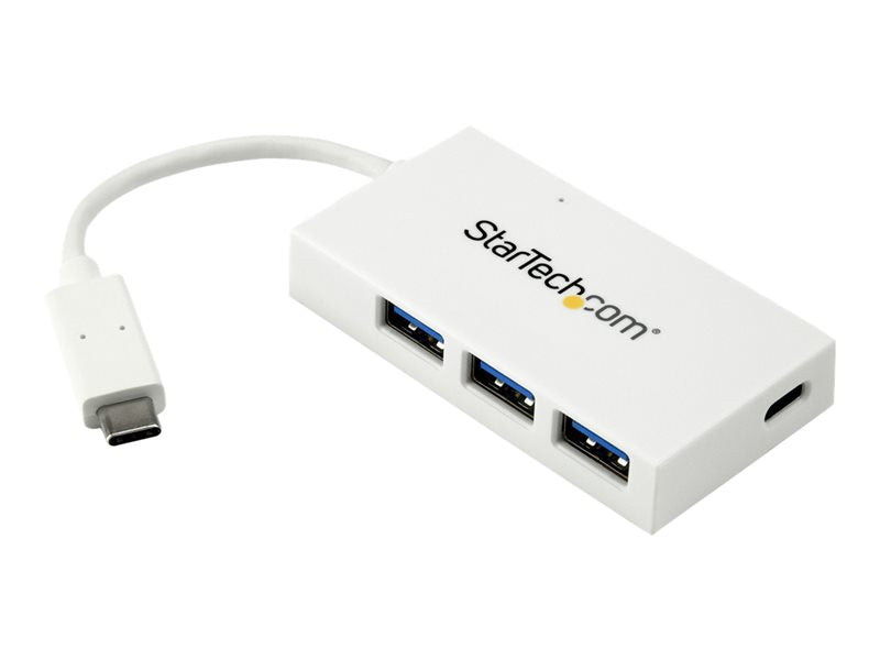 StarTech.com 4-Port USB-C Hub - 3x USB-A + 1x USB-C, 5Gbps, White | HB30C3A1CFBW